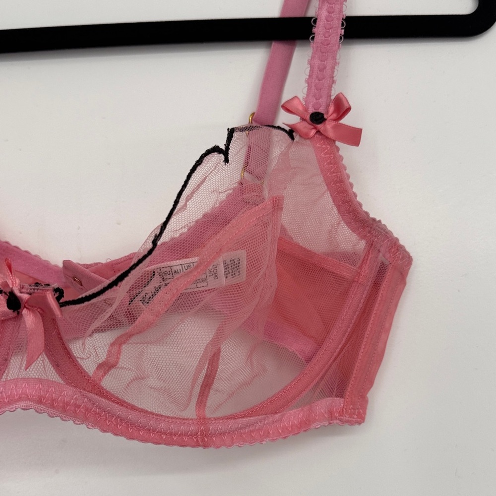 Agent Provocateur Lorna RARE Pink Sheer Lace Bra NWOT - Picture 2 of 3